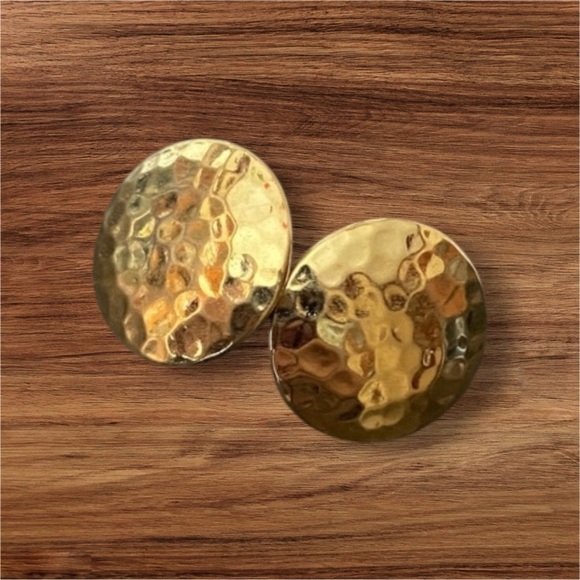 Hammered Gold-Tone Earrings - Picture 1 of 2